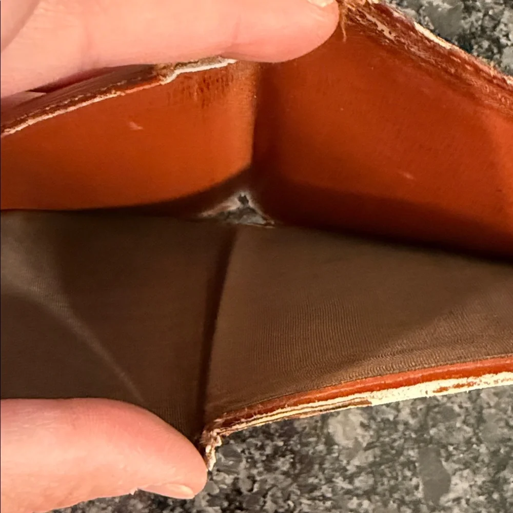 Louis Vuitton textured Orange Epi Leather Bifold project rehab wallet COA